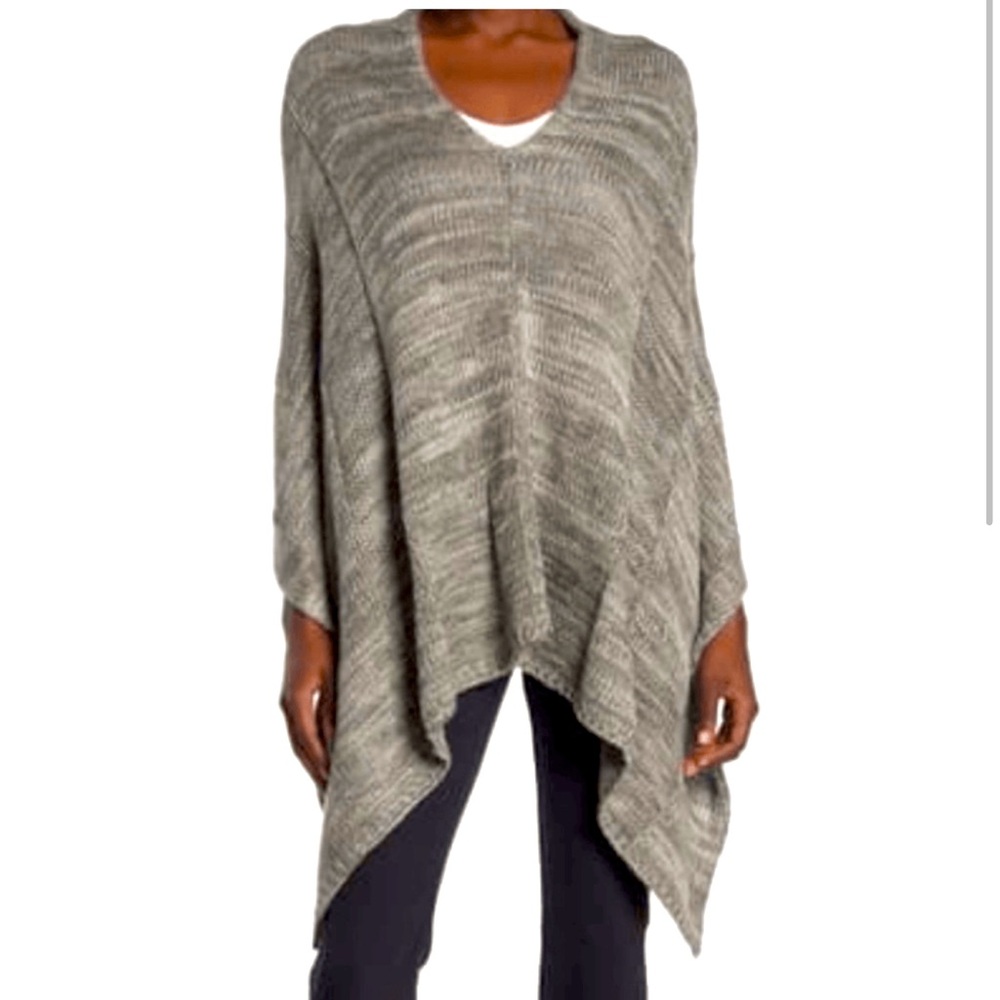 NIC+ZOE Heathered Gray Knit Poncho